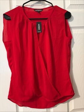 Express Red Sleeveless Surplice Camisole
